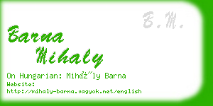 barna mihaly business card